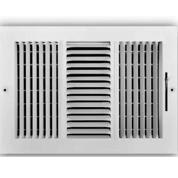 Everbilt 12 in. x 8 in. 3-Way Steel Wall/Ceiling Register in White, W/O Hardware - Picture 1 of 4